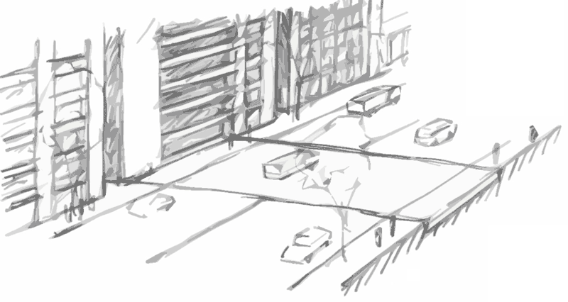 地面への格納式施設例-イラスト