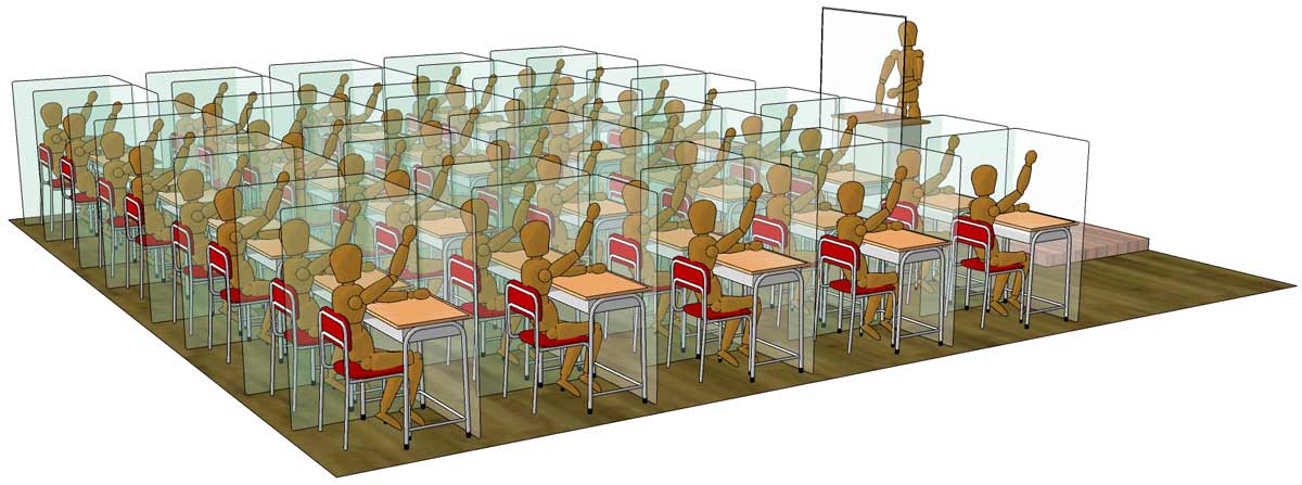 学校の教室での感染防止のためのレイアウト