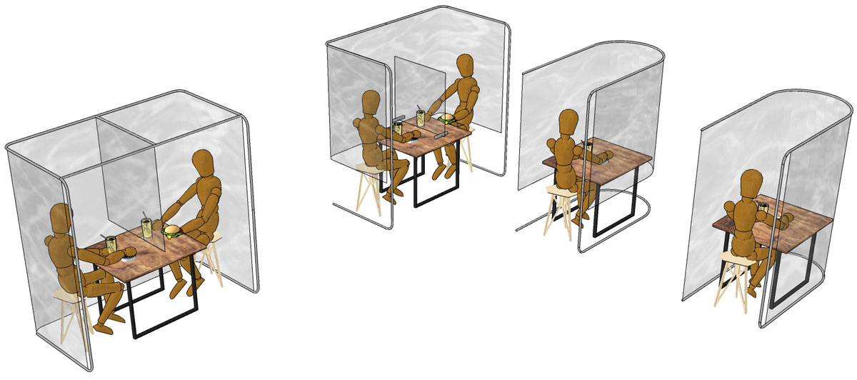 Blocking splashes and highly concentrated aerosols with screens and partitions